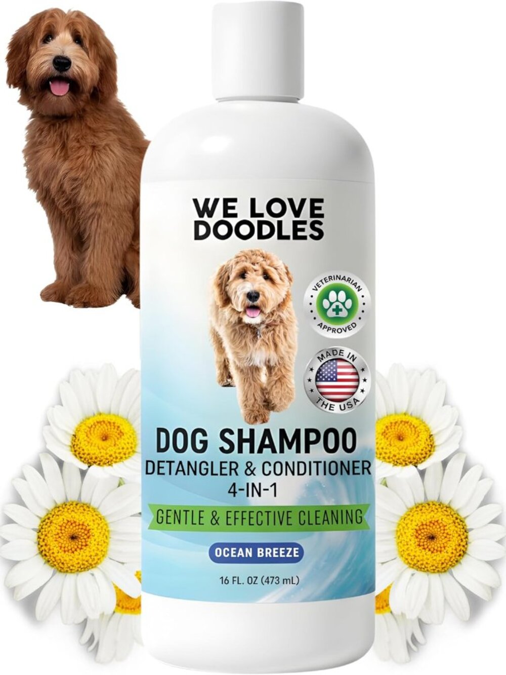 4-IN-1 DOG SHAMPOO: Effectively cleans, conditions, detangles, and moisturizes